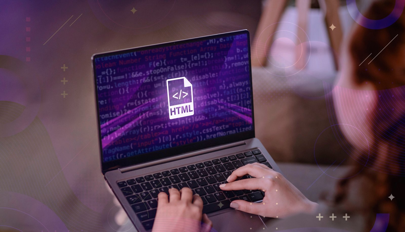 person front computer working html